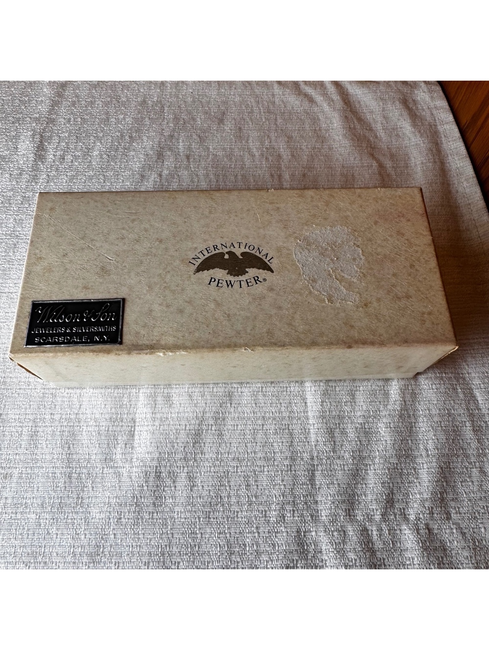 Vintage International Pewter Napkin Bands Set of 4 Wilson & Son Original Box - Picture 6 of 8